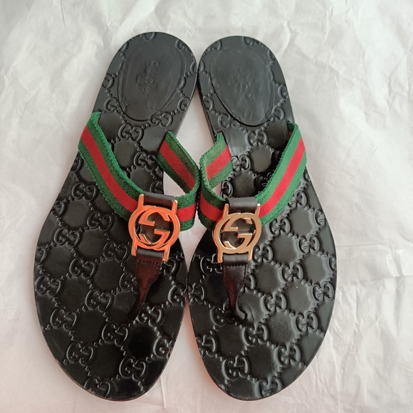 Gucci GG Web guccissima Flip Flop Thong Sandals 38 - Picture 1 of 15